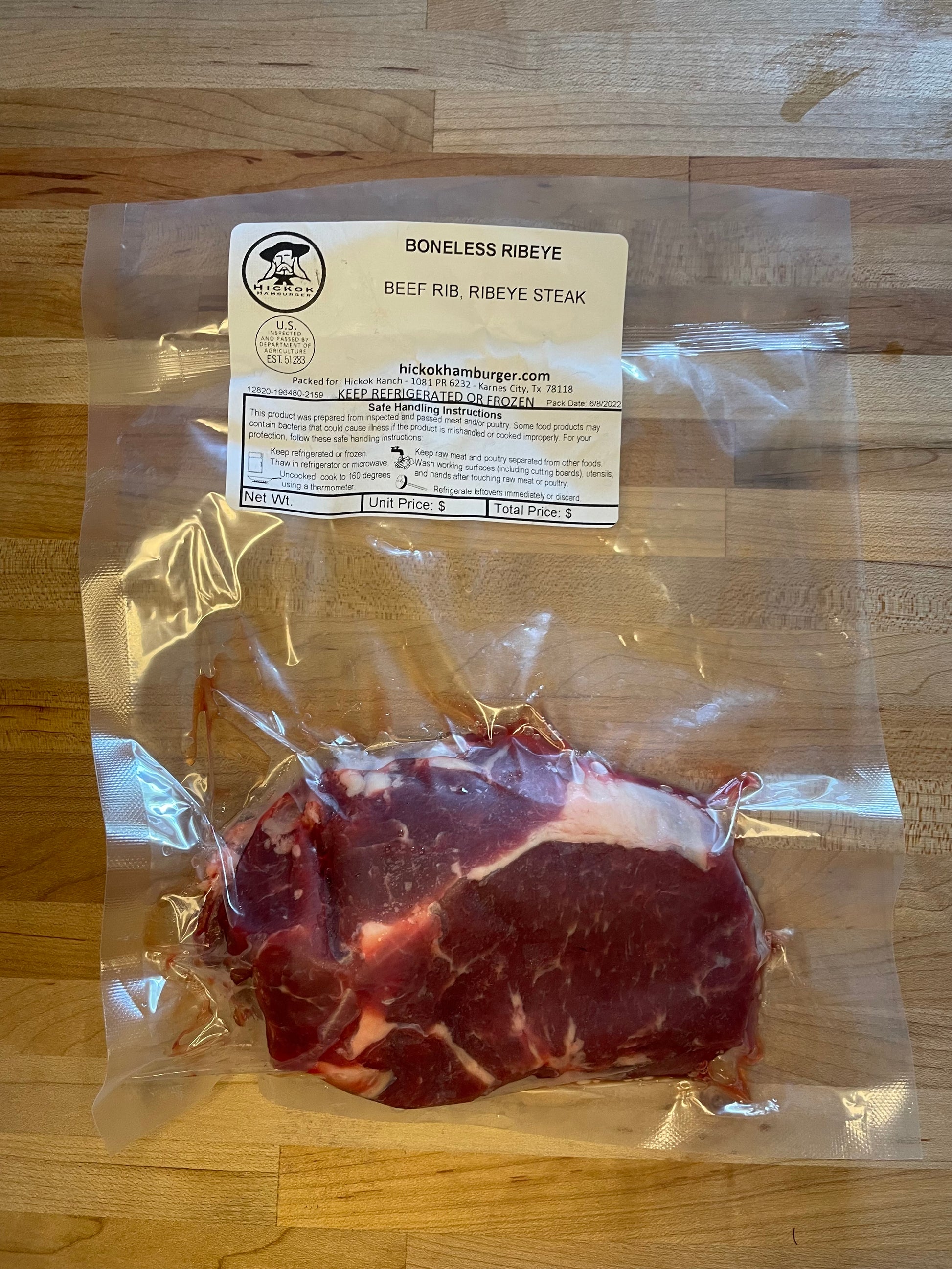 Boss' Favorite Boneless Ribeye - hickokhamburger